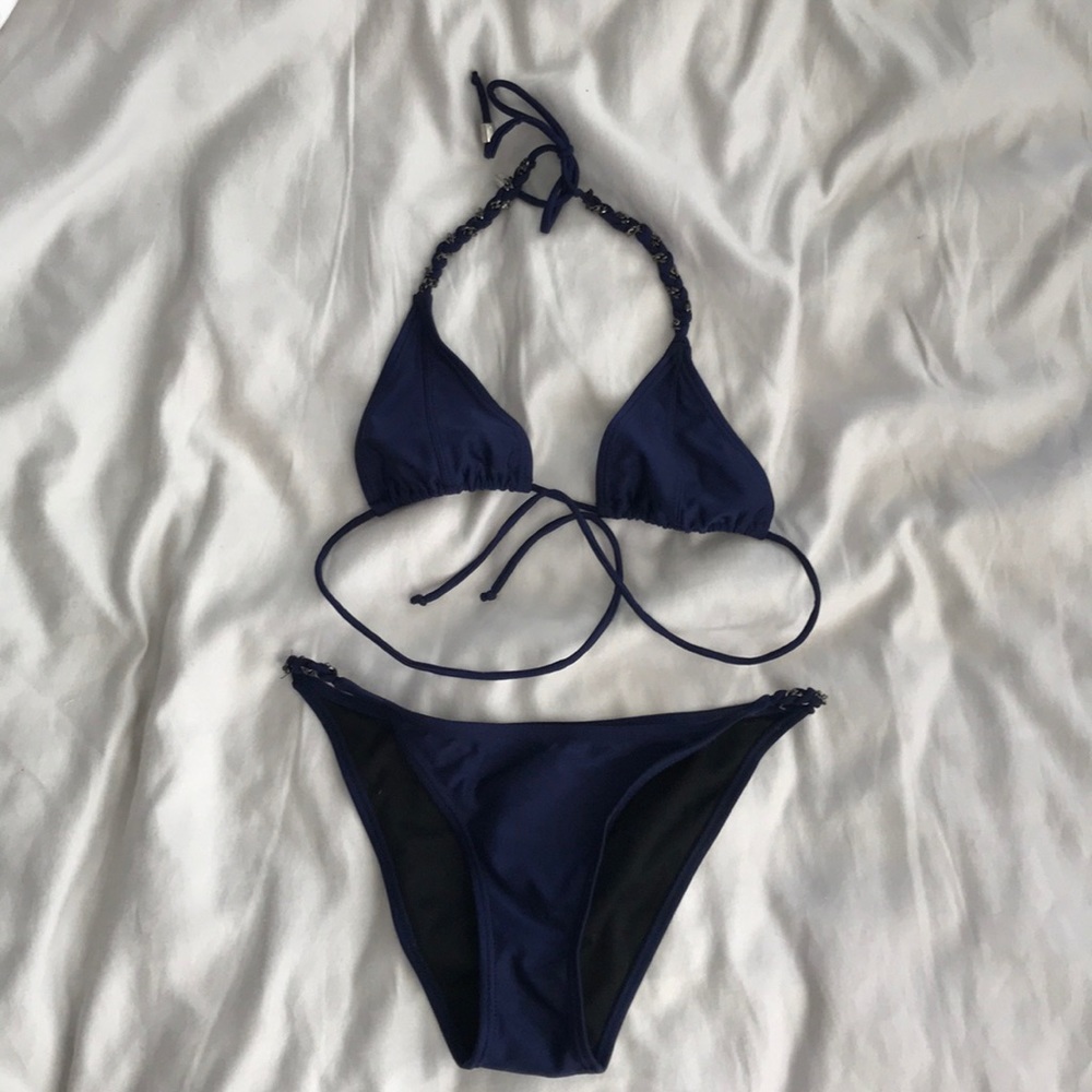BETTE SANDLER Bikini in Dark Blue w/ Chain Detail